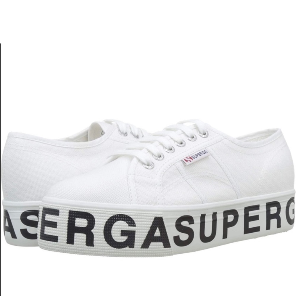 Superga 2790 Platform Sneakers with black lettering l size: 38/ 8